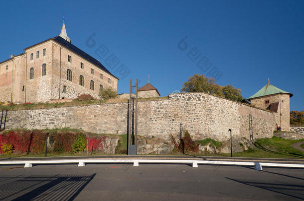 深秋时节奥斯陆阿克苏要塞的城墙