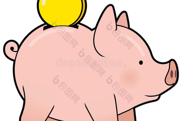 卡通可爱的金币载体小猪存钱罐