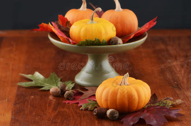 秋天的桌子中心