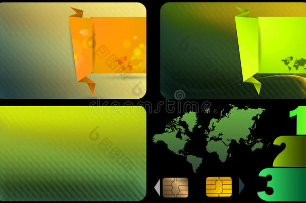 业务范围绿色卡片抽象背景。