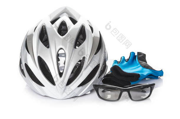 自行车防护头盔、手套和眼镜