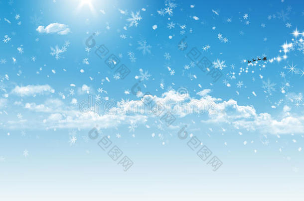 冬天的天空和圣诞老人的雪橇