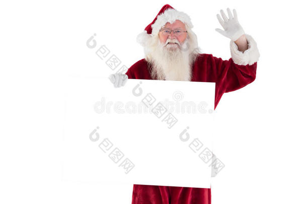 圣诞老人举着牌子挥手