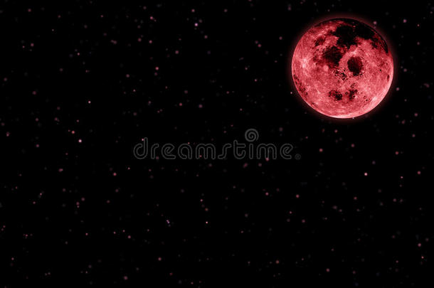 夜空红月星辰