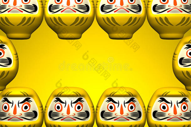 黄色文本空间上的黄色daruma<strong>玩偶</strong>