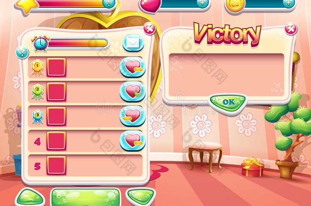 一个例子是一个<strong>电脑</strong>游戏的屏幕，有一个加载背景卧室公主，用户<strong>界面</strong>和各种各样的