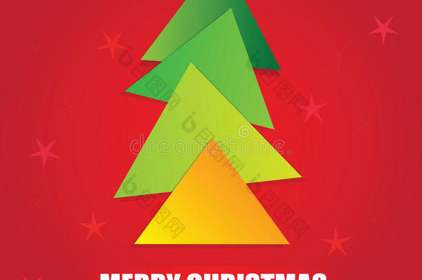 简单的几何三角形构成圣诞树