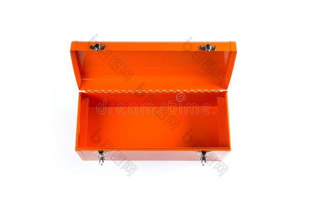 白色背景上隔离的橙色工具箱