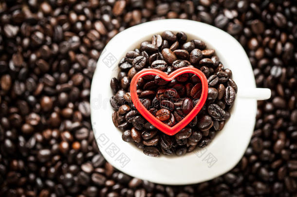 咖啡豆上的红心形状