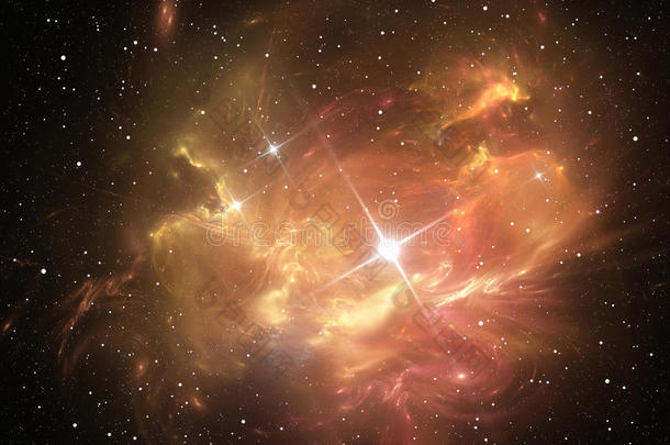 背景为星云的超新星爆炸