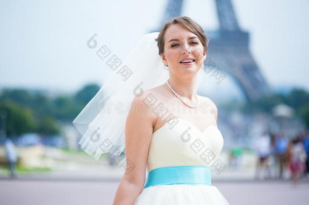 快乐美丽的巴黎新娘