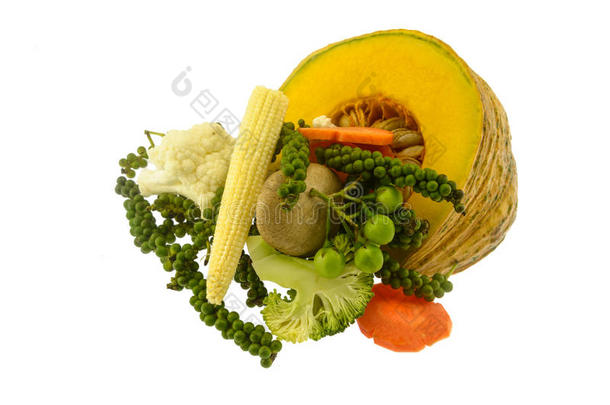 蔬菜配胡椒，蘑菇，玉米，胡萝卜，菜花，