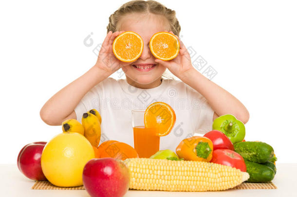 水果蔬菜小女孩