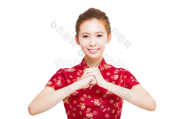 <strong>春节快乐</strong>。美丽的亚洲女人