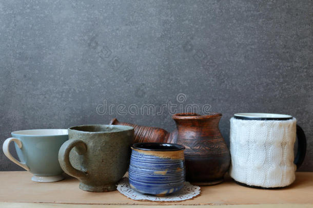 圣诞节静物<strong>我与</strong>咖啡和乡村陶瓷厨具