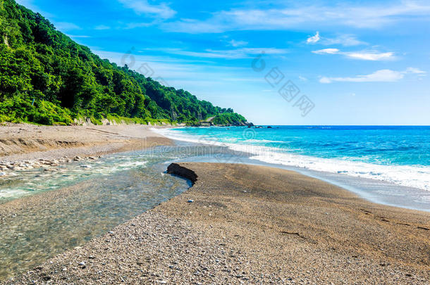 多米尼加共和国巴拉霍纳帕亚萨纳拉斐尔海滩入海河口