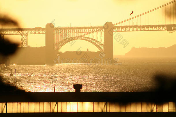 夕阳下的金门大桥