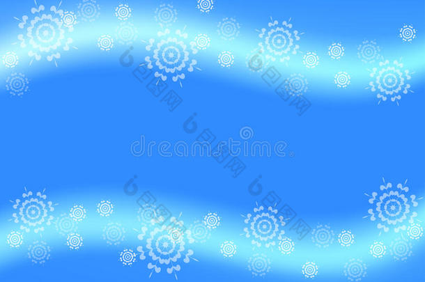 蓝色的圣诞背景和<strong>飞舞</strong>的<strong>雪花</strong>。