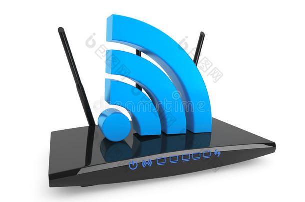 带<strong>wifi</strong>标志的3d现代<strong>wifi</strong>路由器