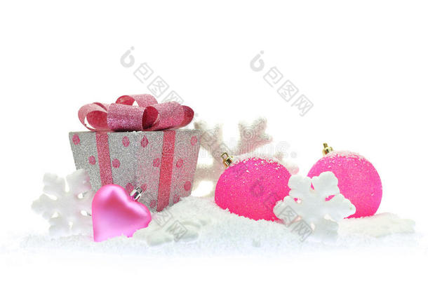 礼品盒和粉色圣诞节