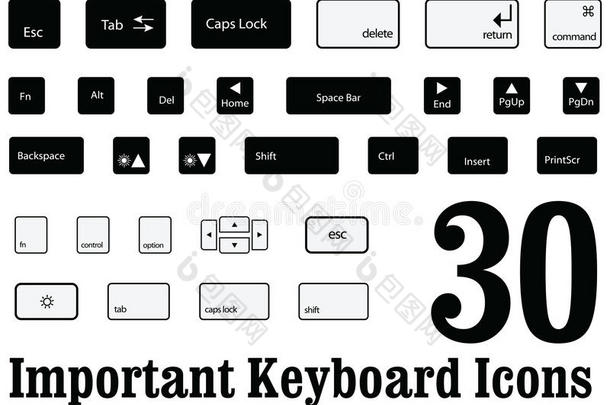 电脑键盘键盘键和按键的mac和windows的矢量
