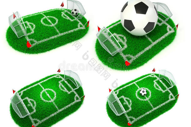 足球概念-三维插图集。