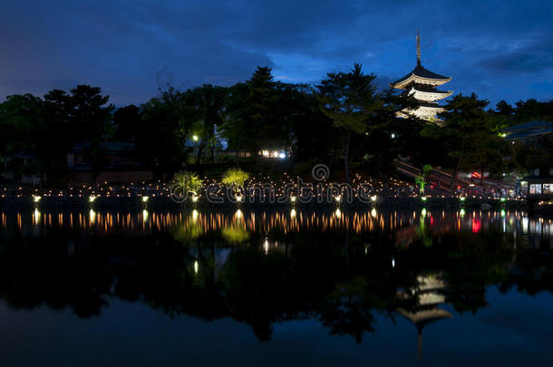 纳拉托克元宵节期间的sarusawaike池塘