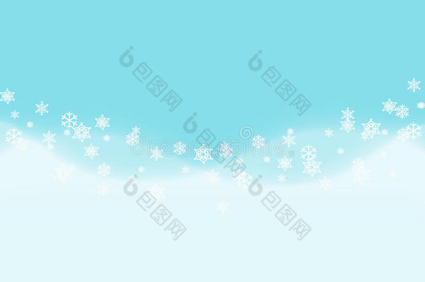 抽象的雪花背景和蓝色的雪花飘移波
