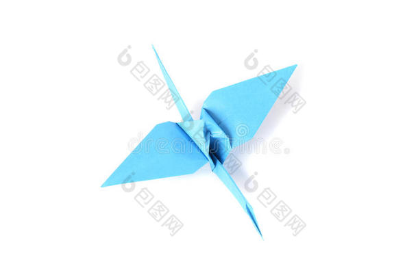 白色之上的蓝色折纸鹤