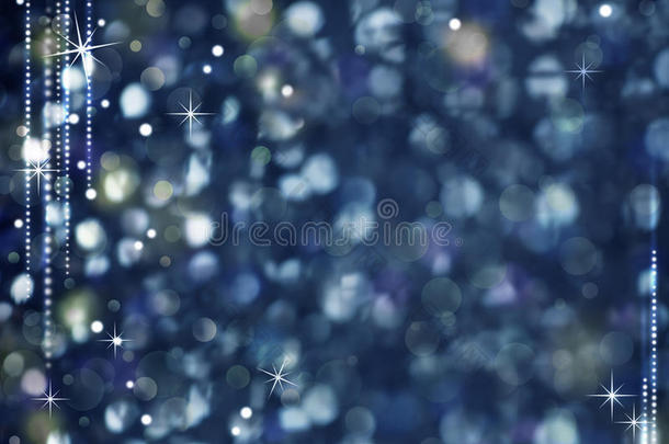 圣诞夜抽象背景-闪烁的灯光和星星