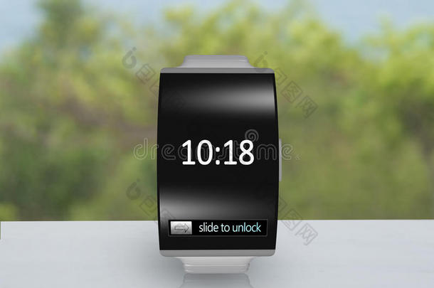 超薄黑色玻璃弯曲界面金属表带智能手表