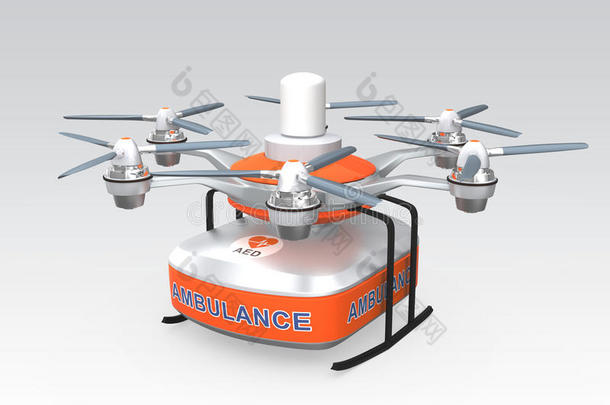 无人机携带aed医疗箱用于紧急医疗护理概念