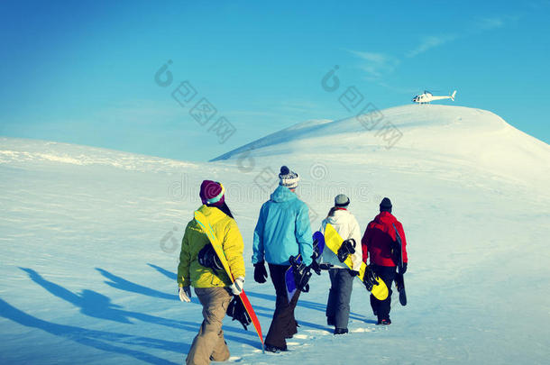 滑雪板运动休闲冬季概念
