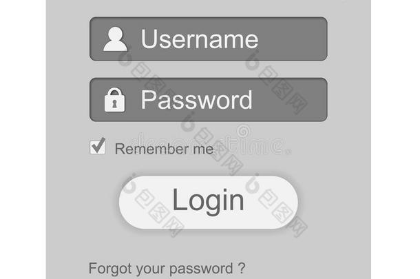 灰色登录<strong>框</strong>窗体<strong>ui</strong>元素