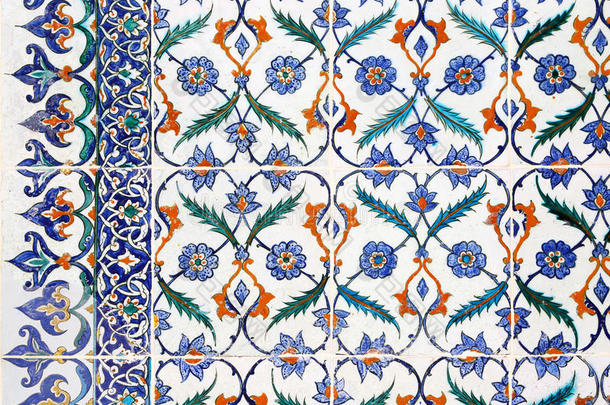 伊斯坦布尔托普卡皮彩绘瓷砖的背景