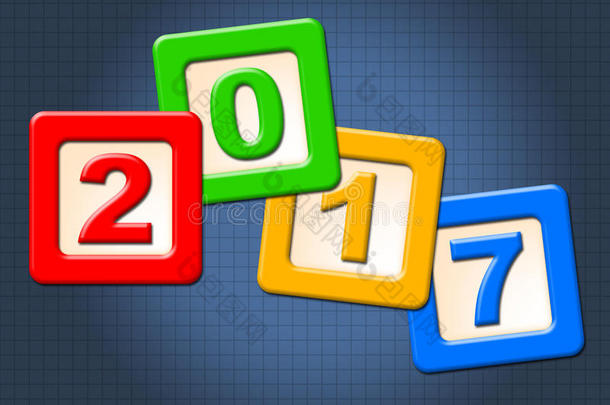 十七个街区代表新年和一年一度