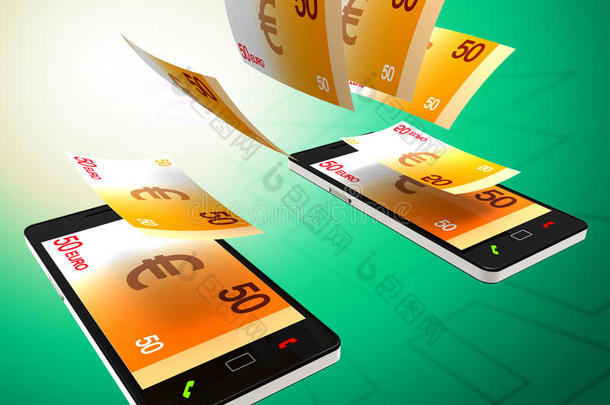 欧元转账代表手机货币和银行业务