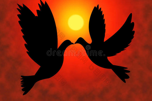 和平鸽代表鸟群和和平主义者