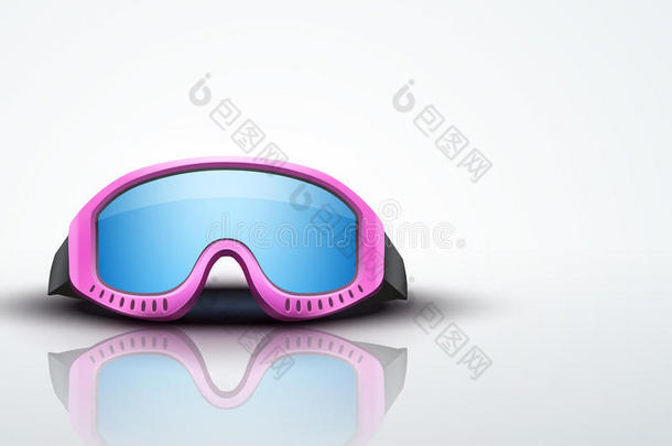 浅色背景配粉色滑雪镜。矢量