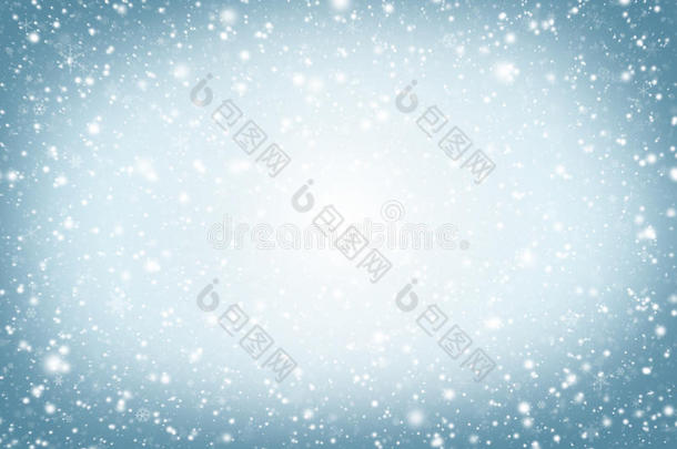 圣诞背景。冬天的天空，雪花和星星