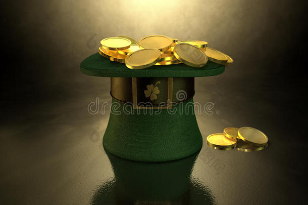 <strong>装满金币的</strong>绿色妖精帽