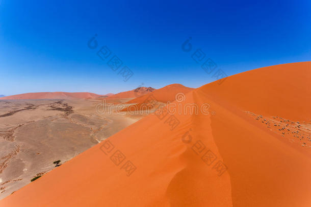 45号沙丘位于纳米比亚索苏斯雷，从45号沙丘顶部观看，从沙丘顶部观看