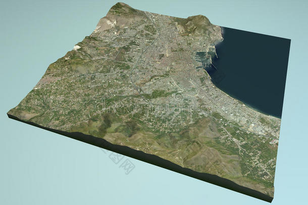 巴勒莫，卫星视图，地图，西西里岛，意大利