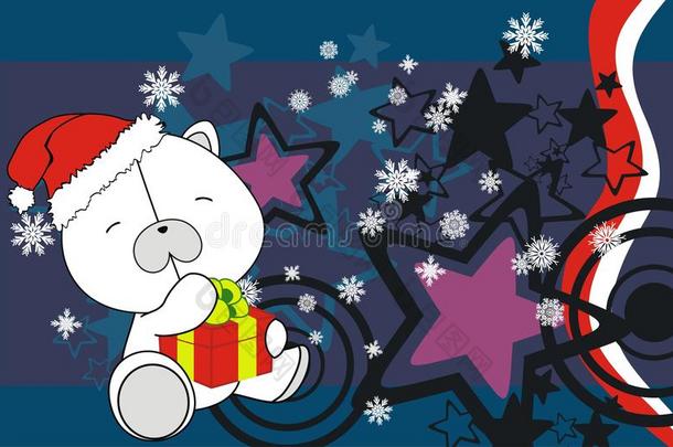 北极熊<strong>可爱卡通</strong>圣诞老人服装背景