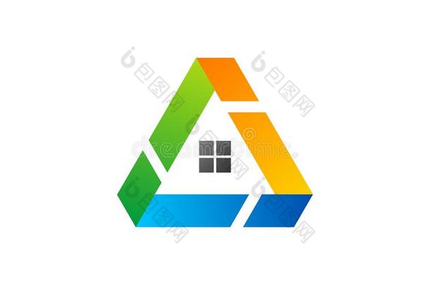 房子，三角形，标志，建筑，建筑，房地产，住宅，建筑，符号图标设计矢量