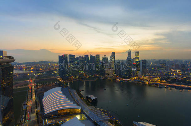 新加坡金融区城市景观与商业大厦
