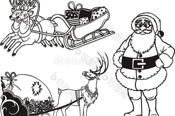 圣诞老人和驯<strong>鹿</strong>-<strong>矢量</strong>图。