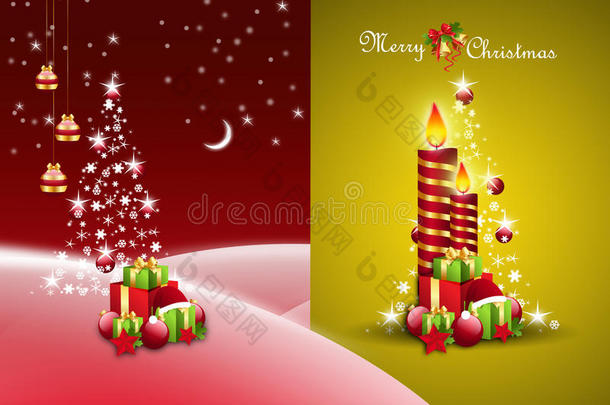 带泡泡的圣诞圣诞<strong>礼品盒</strong>和带泡泡的烛光圣诞<strong>礼品盒</strong>