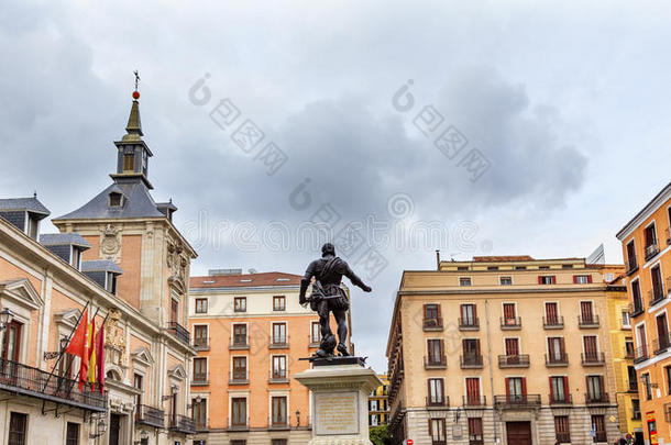 海军上将巴赞雕像广场德拉别墅马德里西班牙