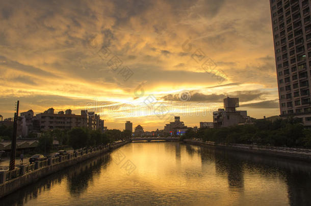 台南运河夕阳